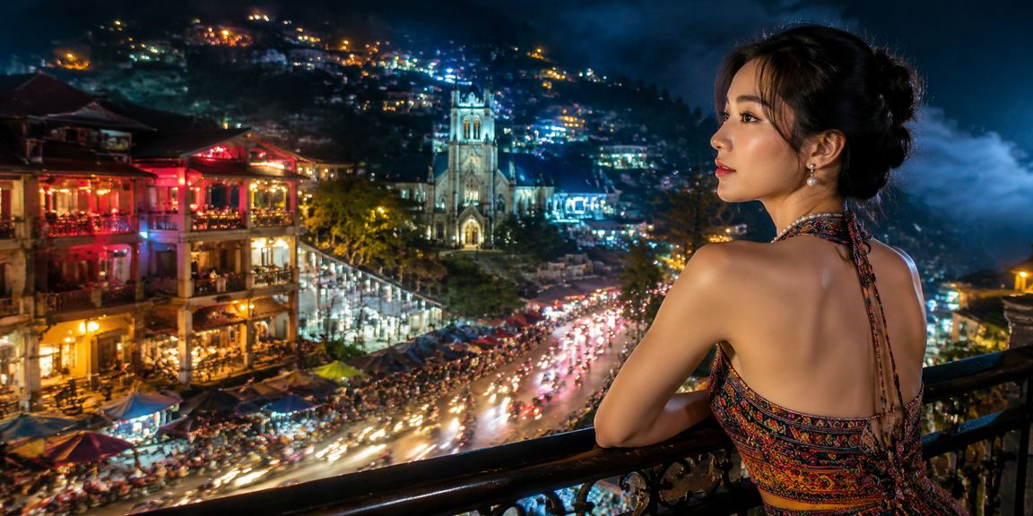 Người chơi tại Sapa sử dụng điện thoại Android để đặt cược trực tuyến dưới ánh đèn neon